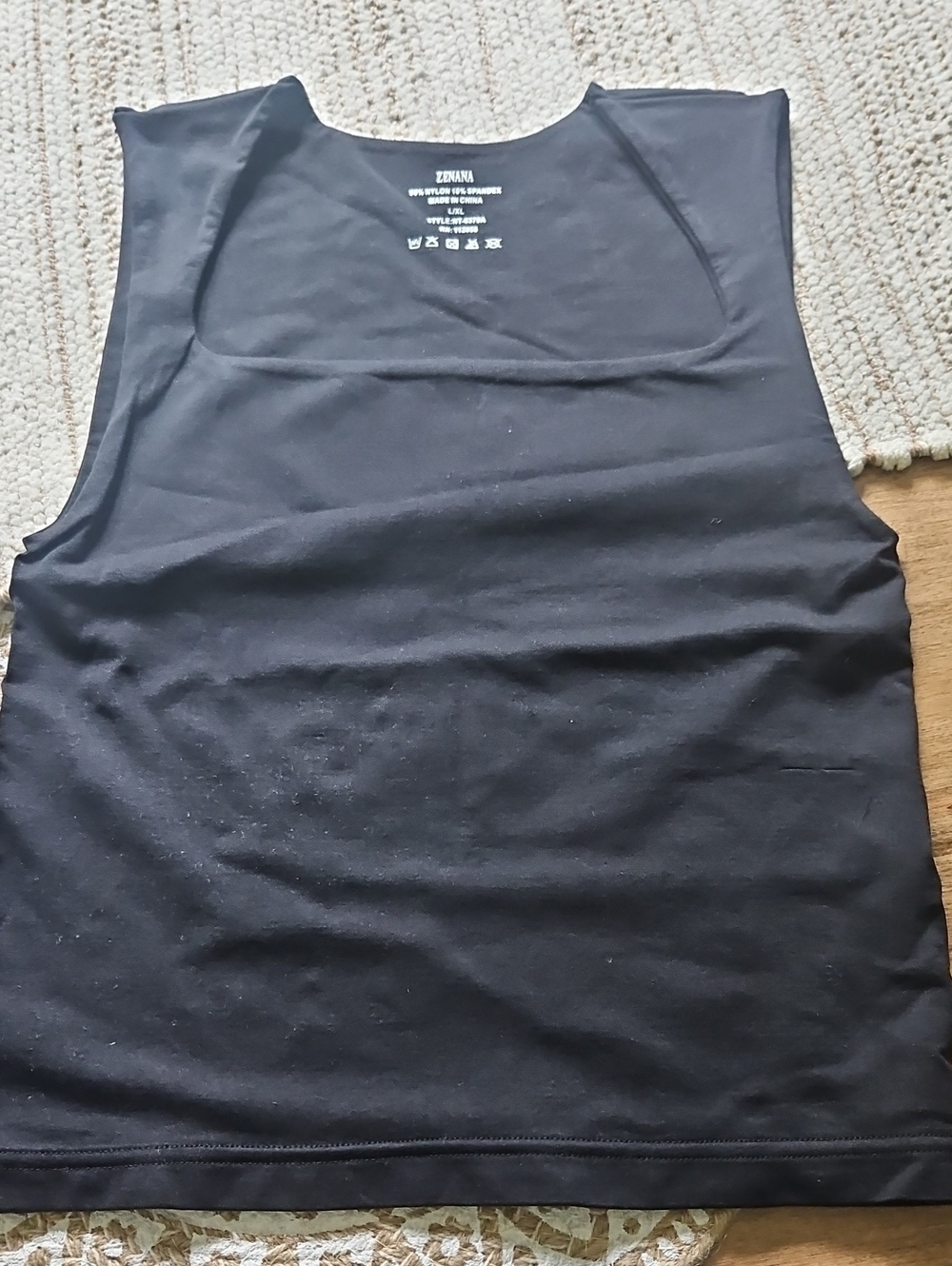 Zenana Outfitters Black Stretch Tank Top Square Neck